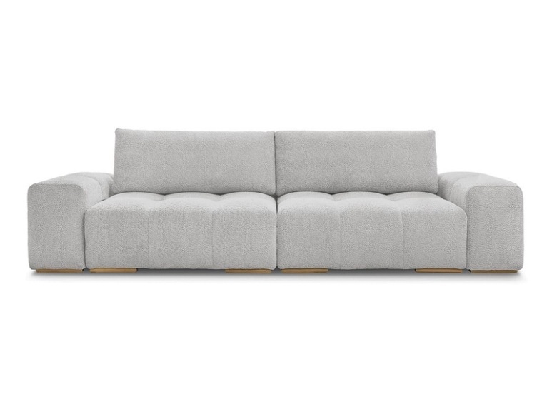 3er Sofa BOBOCHIC ANAKIN Boucle-Stoff hellgrau