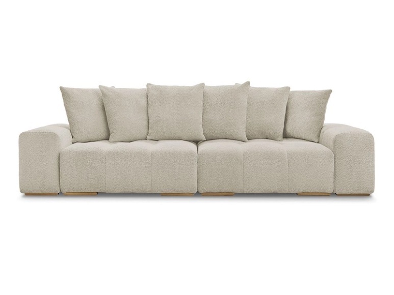3er Sofa BOBOCHIC ANAKIN Boucle-Stoff beige