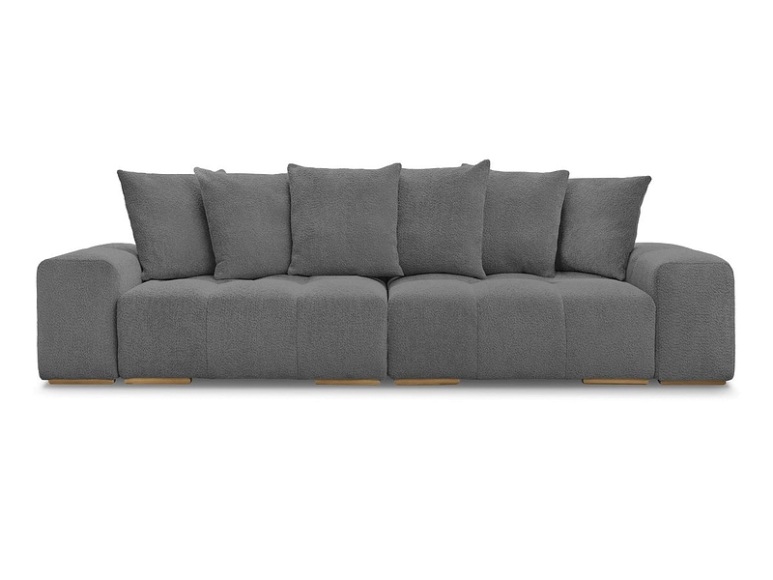 3er Sofa BOBOCHIC ANAKIN Boucle-Stoff dunkelgrau