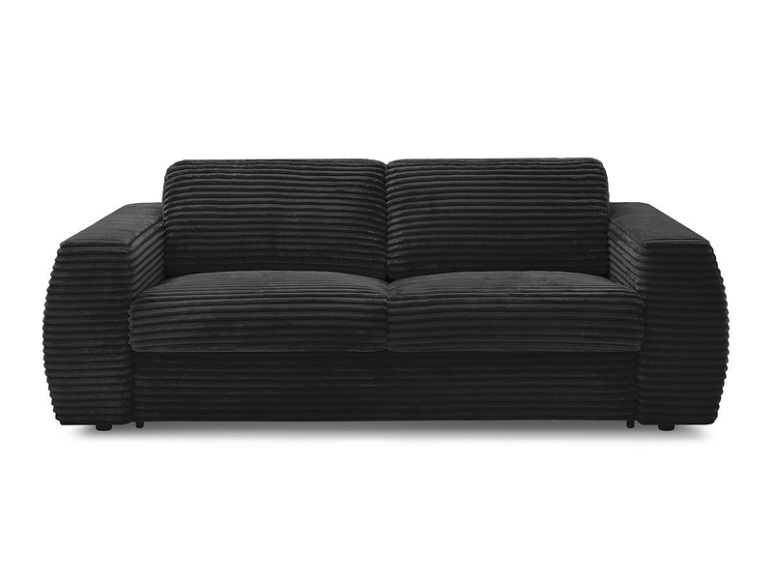 3er Sofa BOBOCHIC HUGO Boucle-Stoff schwarz