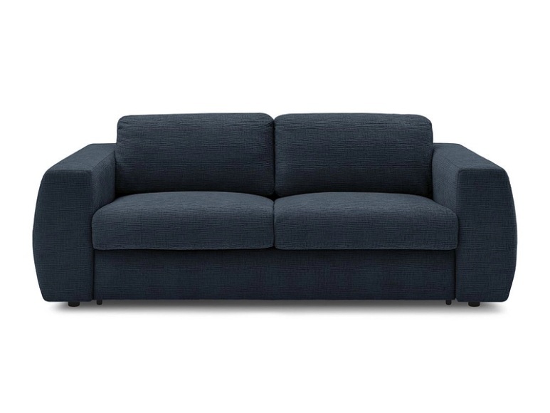 3er Sofa BOBOCHIC HUGO Stoff mit Textur dunkelblau