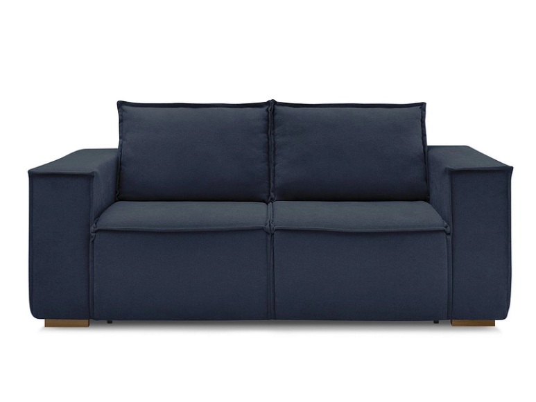 3er Sofa BOBOCHIC CHELSEA Stoff mit Textur dunkelblau