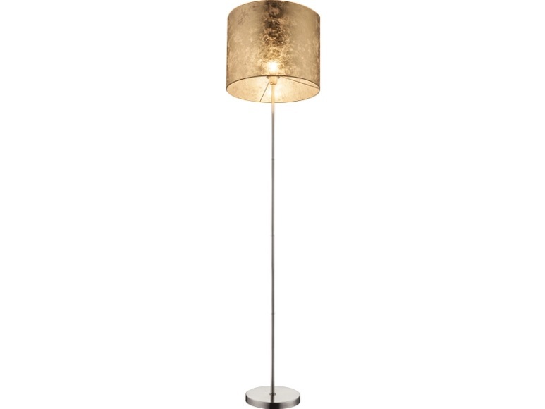 GLOBO AMY Stehleuchte nickel matt, Kunststoff, Textil goldfarben, Höhe Schirm 31 cm, S