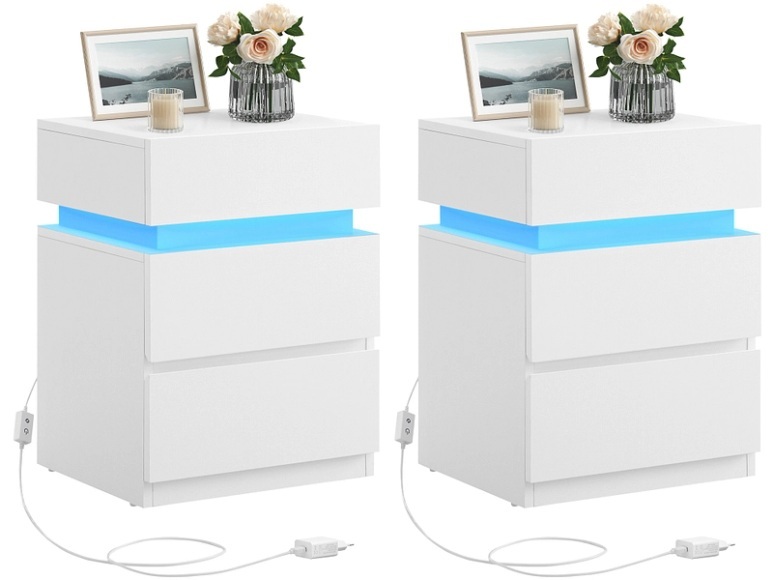 2 Nachttische-Set SONGMICS SADY 35x40x55cm weiss melamin