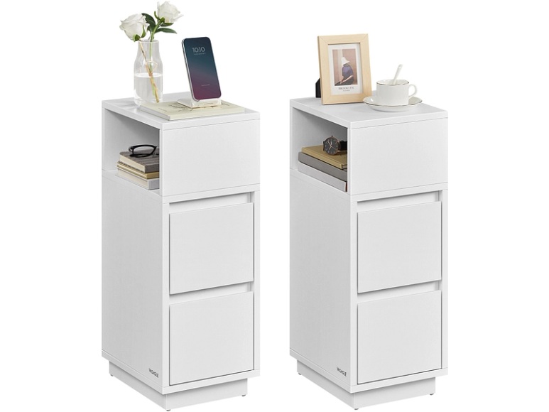 2 Nachttische-Set SONGMICS SADY 30x25x65cm weiss melamin