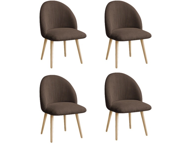 BOBOCHIC Set mit 4 Stühlen LALIE Stoff rotbraun
