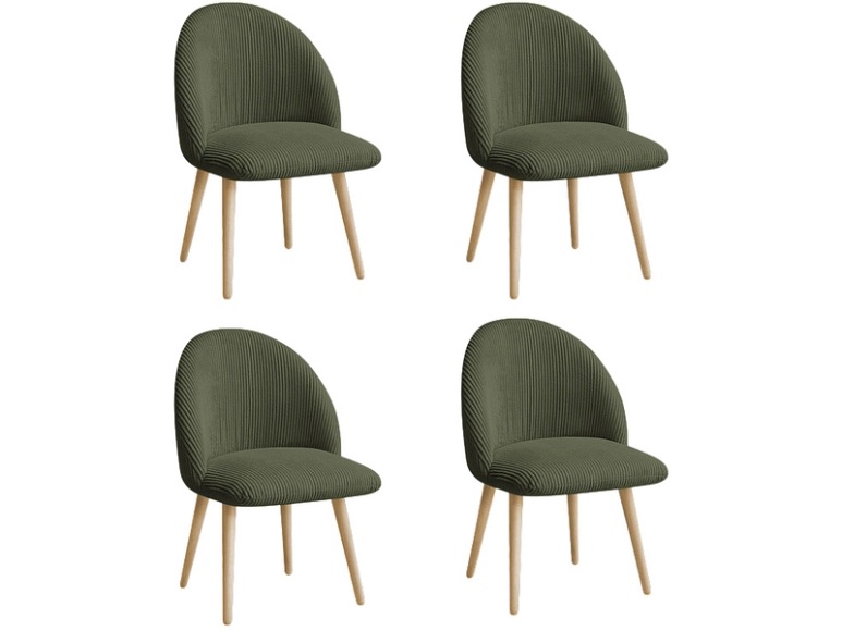 BOBOCHIC Set mit 4 Stühlen LALIE Stoff grün