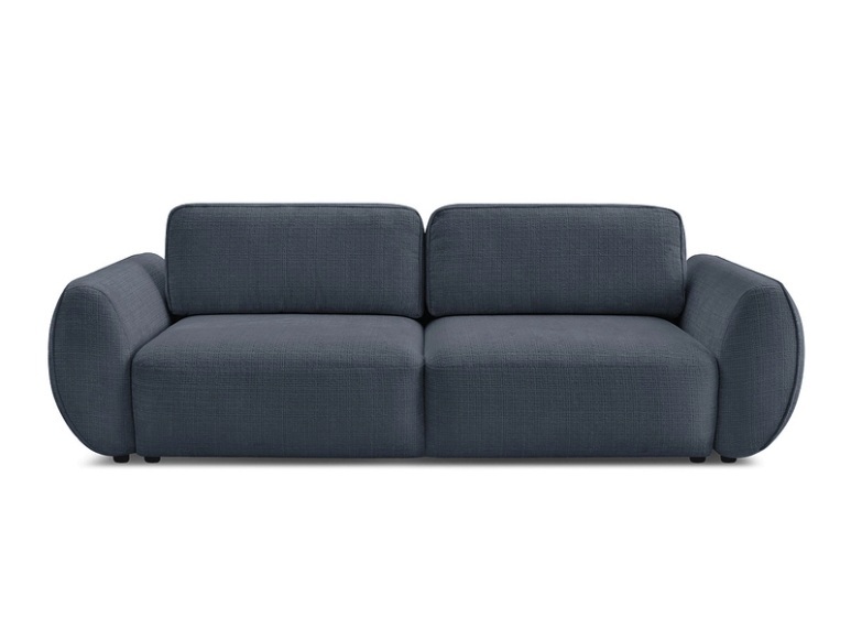 3er Sofa BOBOCHIC DENISE Stoff mit Textur dunkelblau