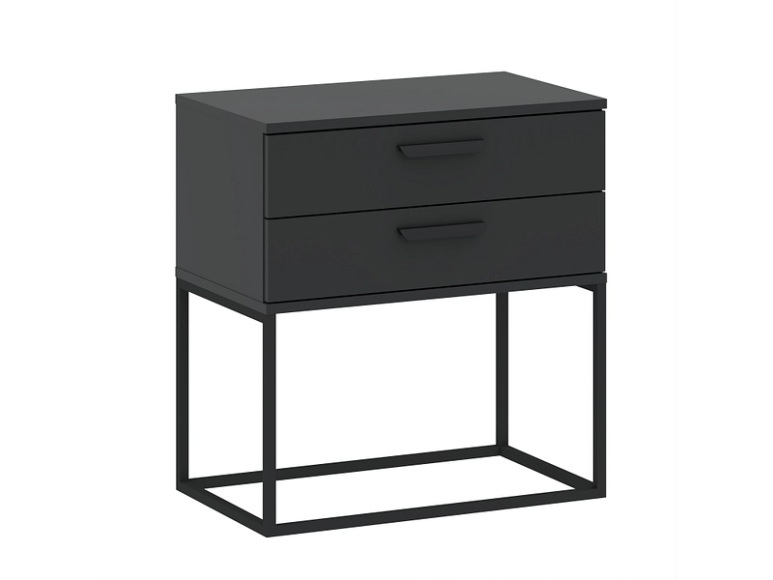Nachttisch CADRO 2 Schubladen 60x38.5x65cm anthrazit matt / laminiert
