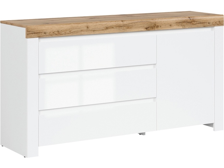 Kommode HOLTEN 1 Tür 3 Schubladen 42x156x83.5cm weiss laminiert