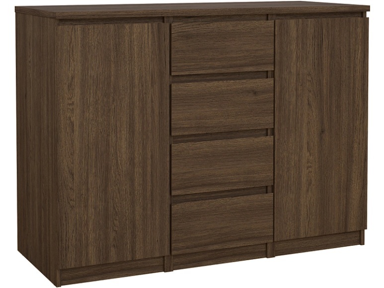 Kommode NAIA 2 Türen 4 Schubladen 50x120.8x90.7cm nussbaum matt