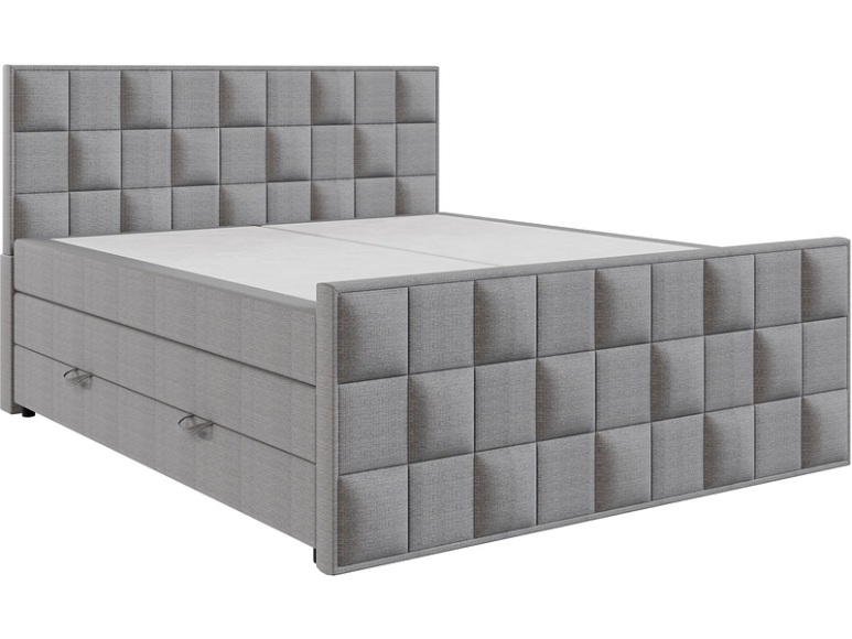 Boxspringbett ARIA grau 140x200cm halbfest