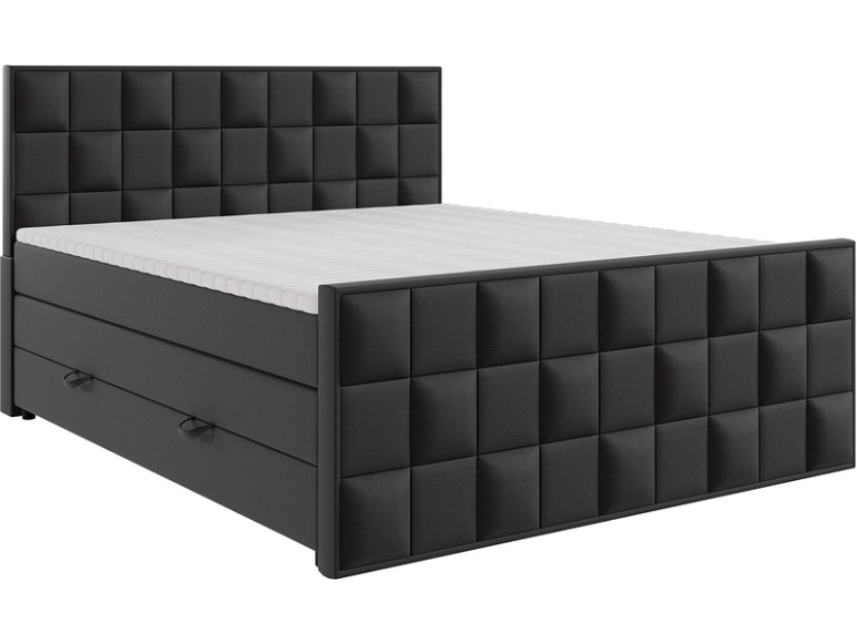 Boxspringbett ARIA schwarz 140x200cm halbfest