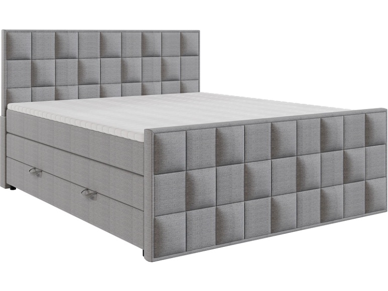 Boxspringbett ARIA grau 160x200cm halbfest