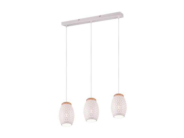 Hängelampe Bidar, Länge 71 cm, weiß matt, 3-flg., Metall