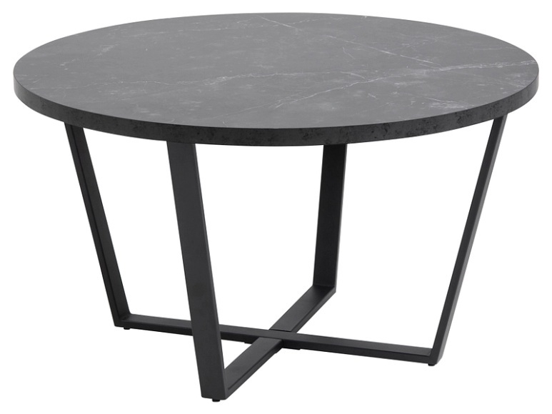 Couchtisch Amelia Melamin Dekor Marmor schwarz rund 77x77