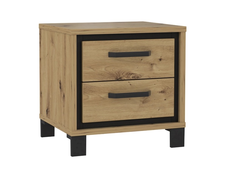 Nachttisch TRONDHEIM 2 Schubladen Spanplatte artisan eiche