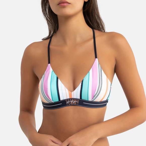Gestreiftes Bikini-Oberteil, Triangelform