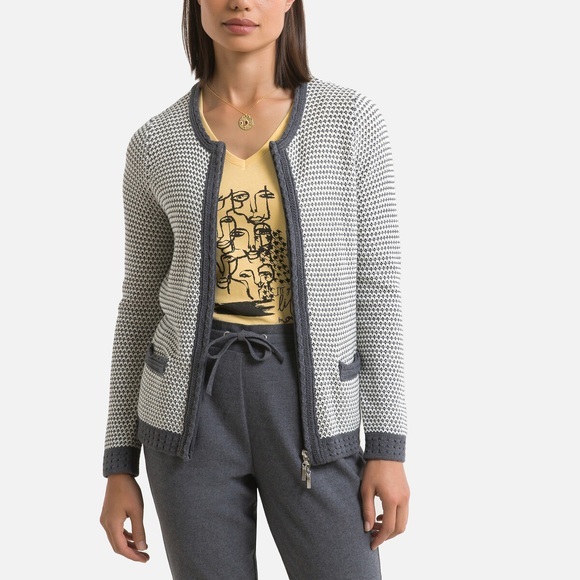 Cardigan mit Reissverschluss aus Mouliné-Garn