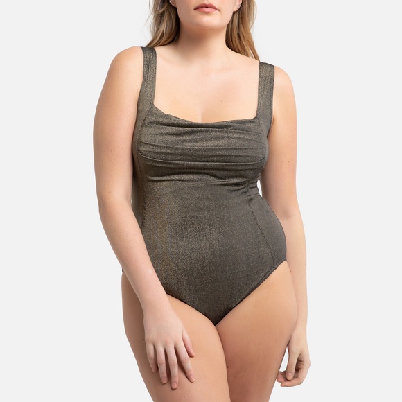 Badeanzug, Bustier-Form, Glanzmaterial