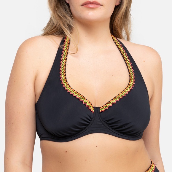 Bikini-Oberteil in Foulard-Form mit Stickerei