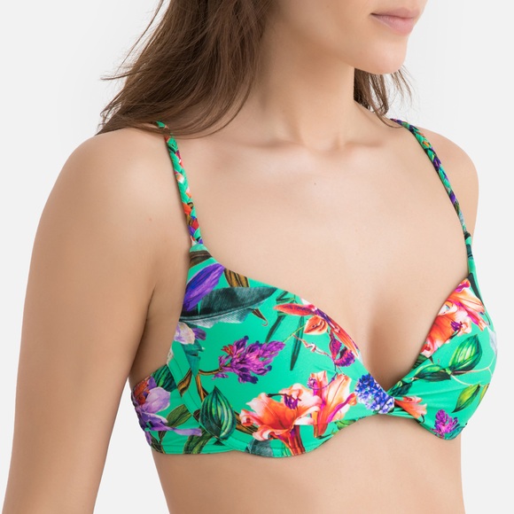 Bikini-Oberteil, Balconnet-Form, Blumenmuster