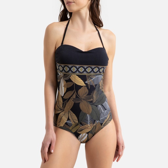 Bustier-Badeanzug mit floralem Muster