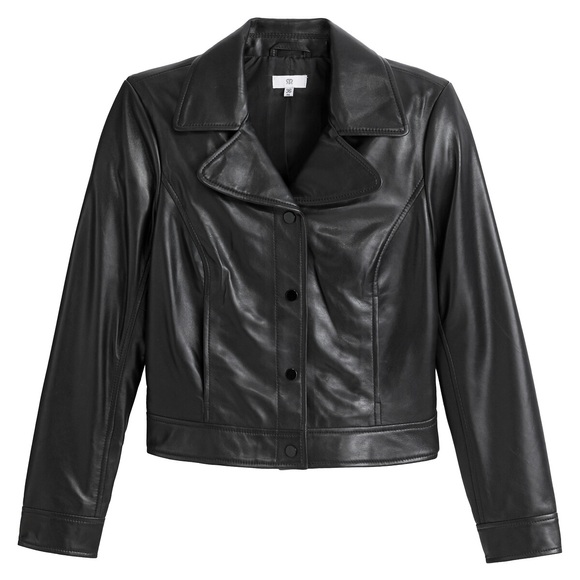 Kurzer Lederblouson, Druckknöpfe