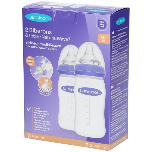 Lansinoh® mOmma® NaturalWave™ Babyflasche 240 ml mit Sauger mittlerer Milchfluss