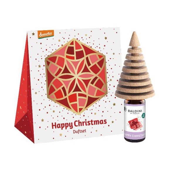 Happy Christmas Duftset - mit Holzaufsatz Tannenbaum