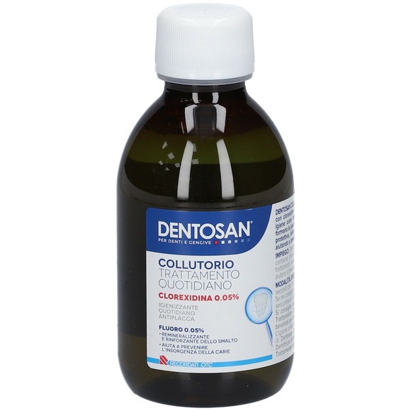 Recordati S.p.A. Dentosan® Mundwasser mit Chlorhexidin 0,05%.
