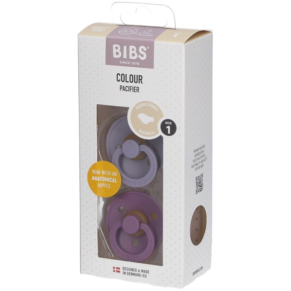 BIBS® Schnuller Colour Anatomischer Sauger Fossil Grey & Mauve 0-6 Monate, 2 Stk.