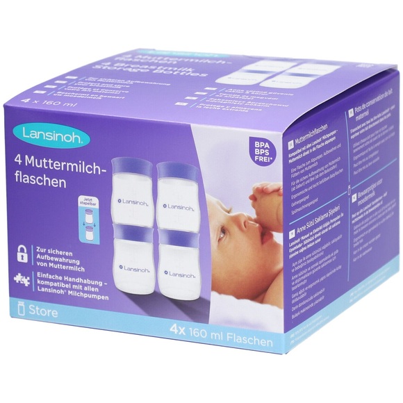 Lansinoh Muttermilchaufbewahrungsflaschen 4x160ml