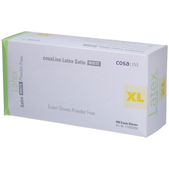 cosaLine Untersuchungshandschuhe XL Latex Satin weiss puderfrei (100 Stück)