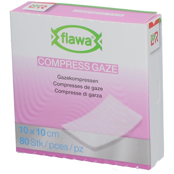 flawa Gazekompressen geschnitten 10x10cm keimreduzierend behandelt (80 Stück)