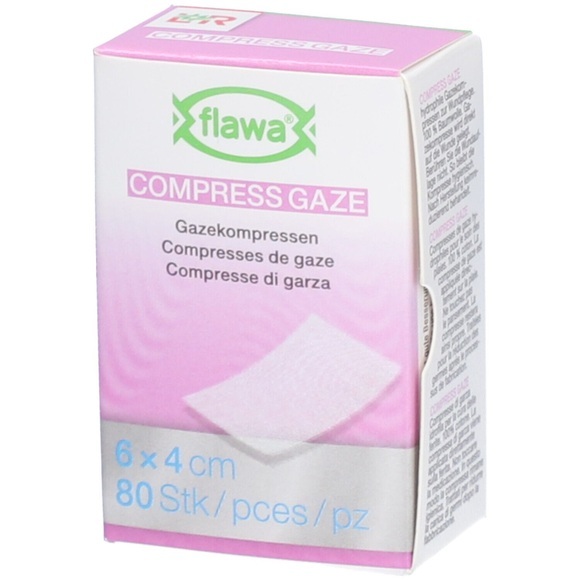flawa Gazekompressen geschnitten 4x6cm keimreduzierend behandelt (80 Stück)