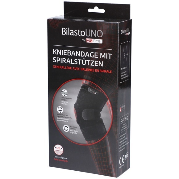 Bilasto Uno Kniebandage S-XL mit Spiralstützen und Velcro (1 Stück)