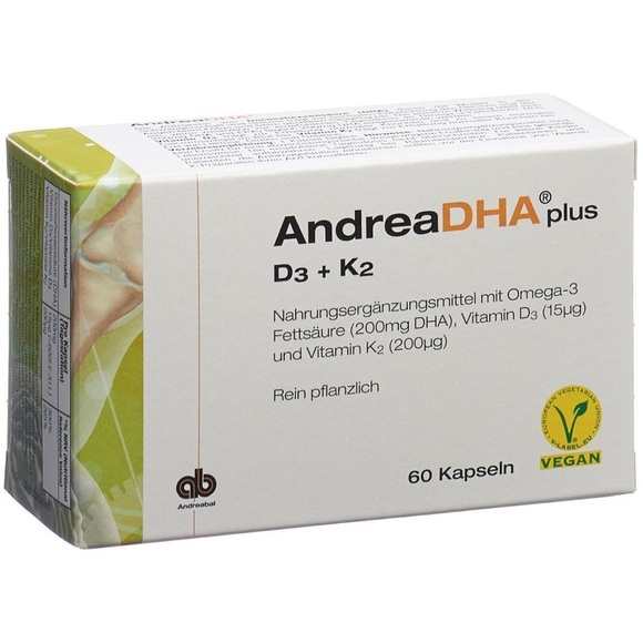 AndreaDHA plus Omega-3 Vitamin D3 + Vitamin K2 Kapsel vegan (60 Stück)