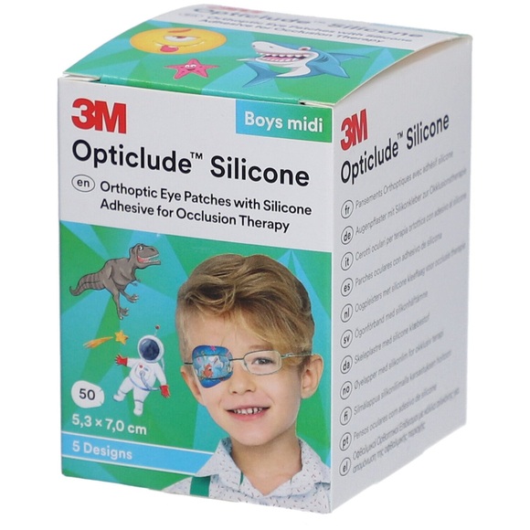 Opticlude Silicone Augenverband 5.3x7cm Midi Boys (50 Stück)