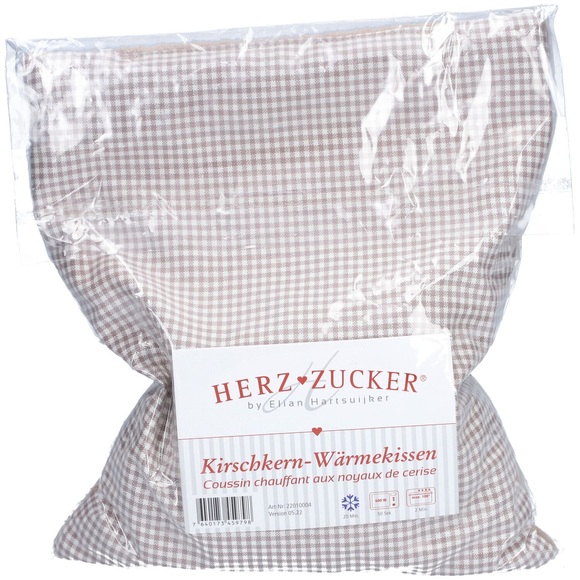 HERZ ZUCKER Kirschkernkissen 26x21cm Karo/Wollwalk beige (1 Stück)