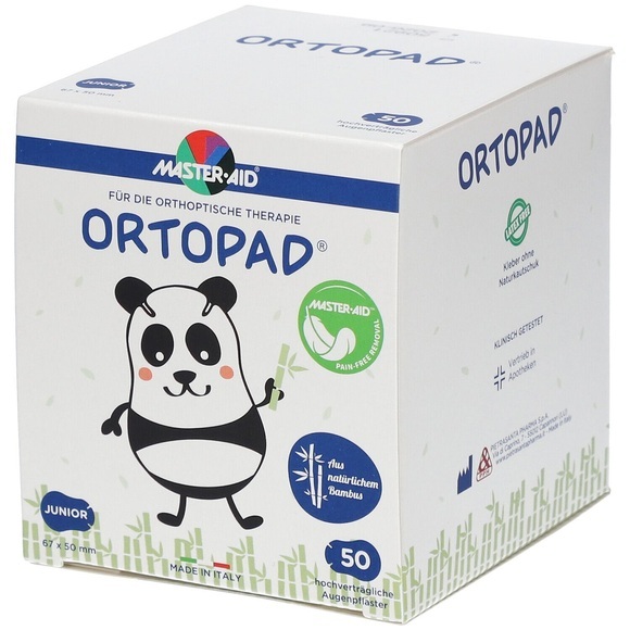 ORTOPAD Happy Occlusionspflaster Junior weiß -2J. 67x50 mm (50 Stk)