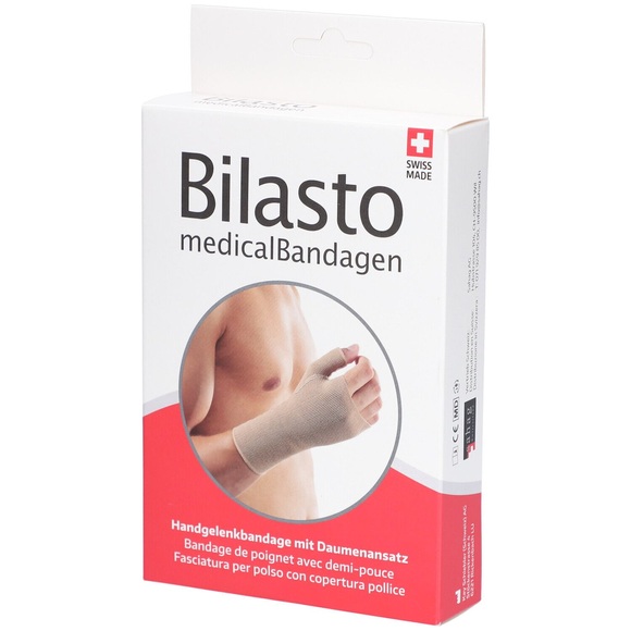 Bilasto Handgelenkbandage S mit Daumenansatz beige (1 Stück)