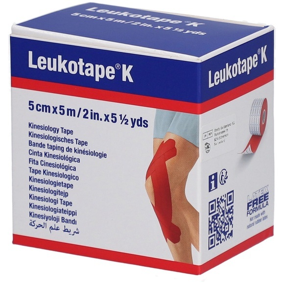 Leukotape K Pflasterbinde 5mx5cm rot (1 Stück)
