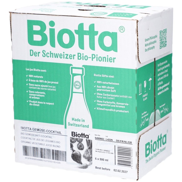 Biotta Gemüse-Cocktail Bio Gemüsesaft-Cocktail