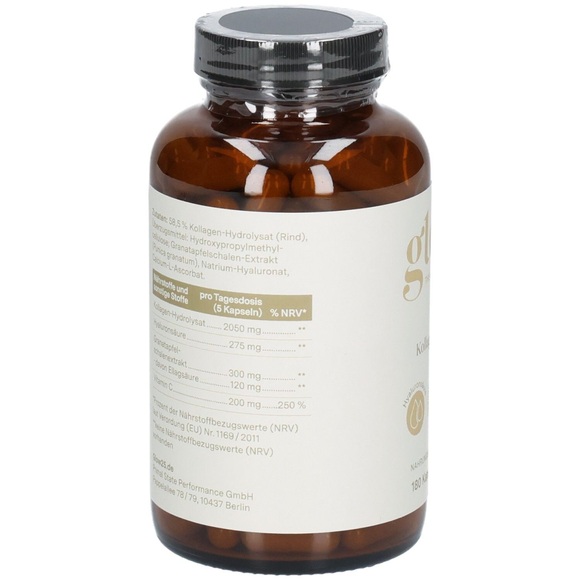 Glow25® Kollagen Kapseln hochdosiert [180 Kapseln] mit Hyaluronsäure und Vitamin C