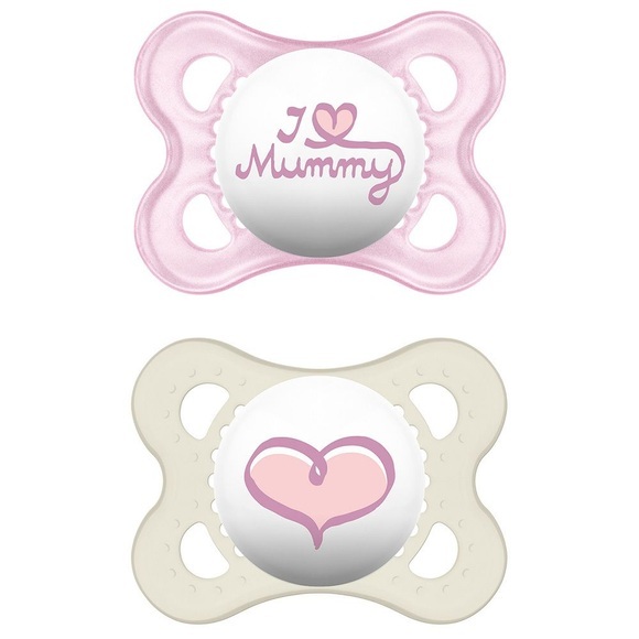 MAM Schnuller Original rosa I love Mummy 0 - 6 Monate Silikon - rosa/pink
