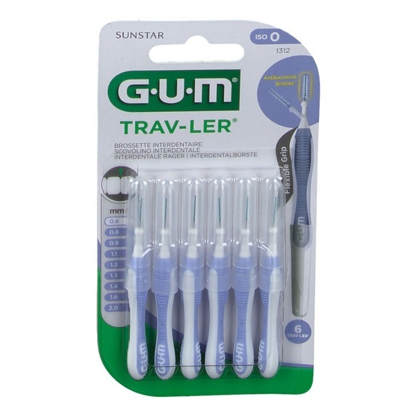 GUM SUNSTAR Proxabrush Trav-Ler ISO-Norm 1 0.6mm cylindric lila (6 Stück)