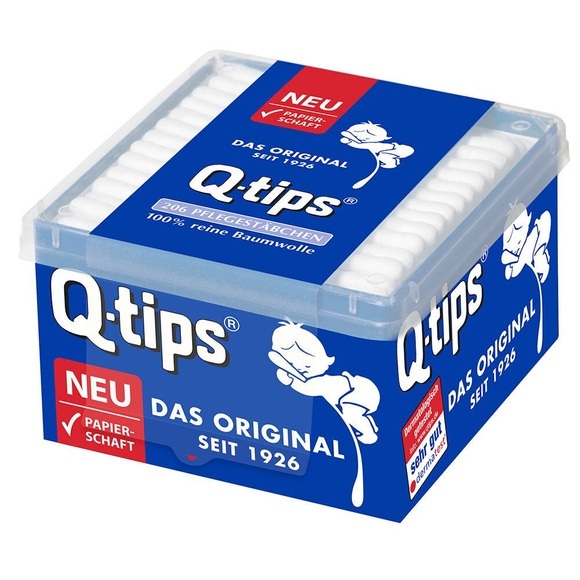 Q-tips® Wattestäbchen, Würfelbox