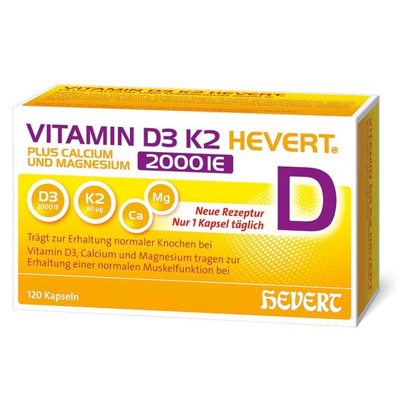 Vitamin D3 K2 Hevert plus Calcium und Magnesium 2000 IE