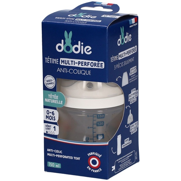 Dodie Flasche Sauger Multi-Perforiert Anti-Kolik Rosa +0 150 ML